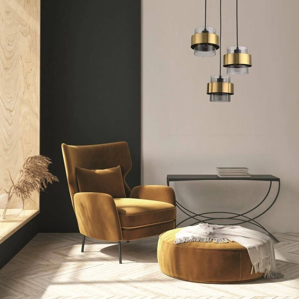 Lampa wisząca Miele 3, czarny/dymiony/złoty, 3x40W E27