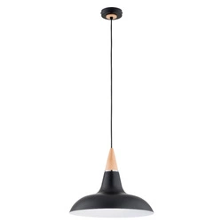 Lampa wisząca ALFA DORO R-3 CZARNA & DREWNIANA 1xE27 39cm | 61362