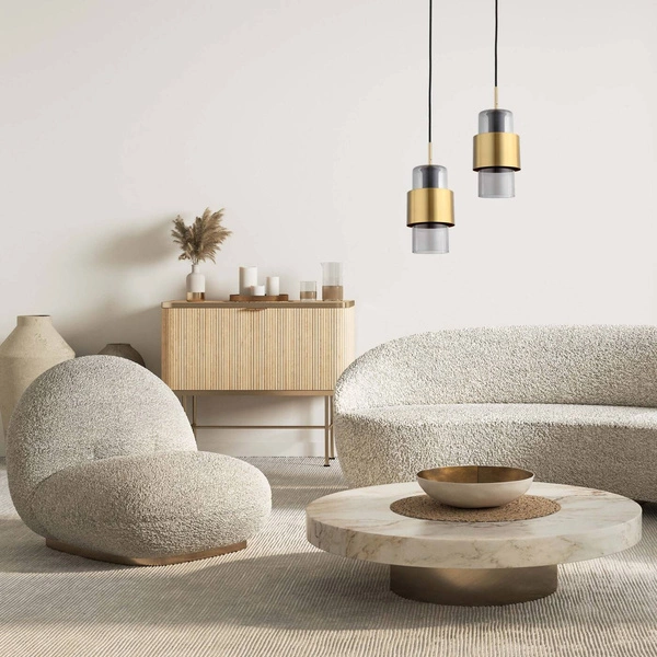 Lampa wisząca Miele, długa, czarny/dymiony/złoty, 1x40W E27