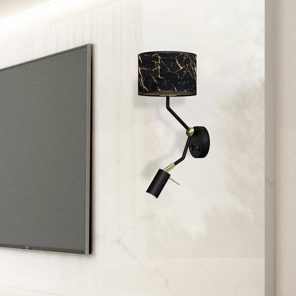 Kinkiet SENSO Black/Gold 1xE27 + 1x mini GU10 | czarny złoty