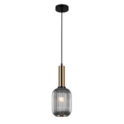Lampa wisząca ANTIOLA z dymionym kloszem śr. 15cm E27 | mosiężny