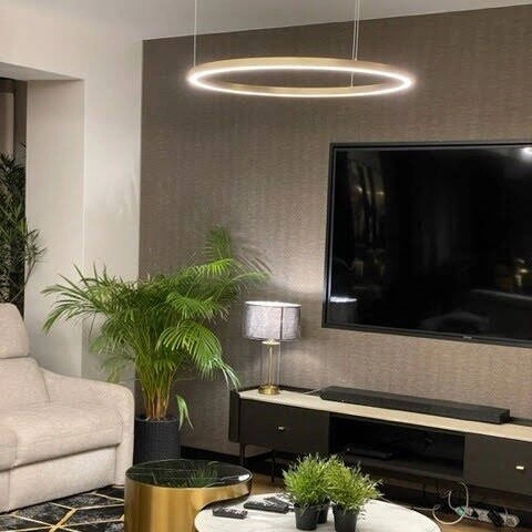 Midway lampa wisząca pierścień mała śr.60 cm 40W | złoty