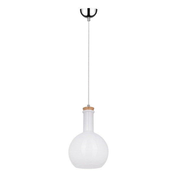Lampa wisząca Bottles 1xE27 Max.60W Chromowany metal/Biały kabel z tkaniny/Białe szkło 1147102