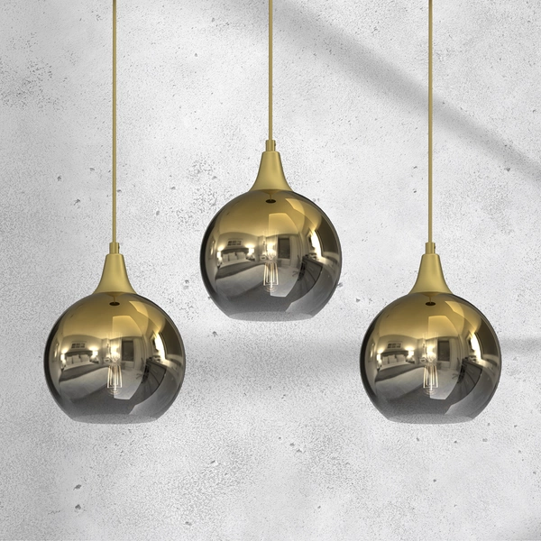 Lampa wisząca MONTE GOLD, MLP8402, złoty/dymiony, 3x60W E27