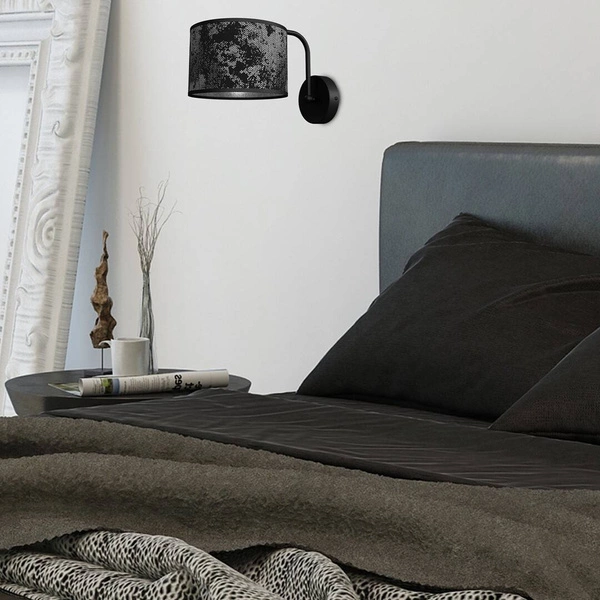 Stylowy kinkiet ścienny do salonu SATINO SILVER 1xE27 | czarny srebrny