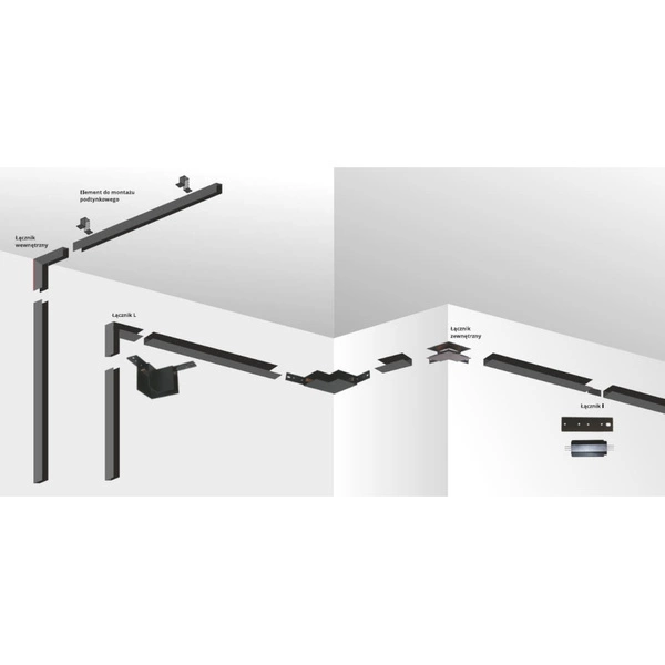 Łącznik "L" do systemu szynowego MAGNETIC, LIGHT PRESTIGE - czarny