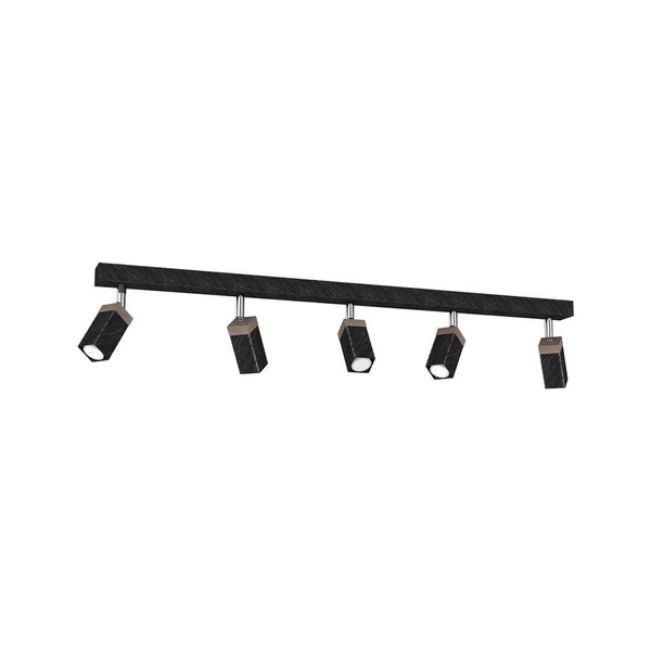 Lampa sufitowa SOLO, MLP7474, przecierany czarny/drewno patynowane, 5x5W mini GU10
