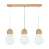 Lampa wisząca z drewna żarnikowego 3xE27 Max.60W Dąb olejowany/Przezroczysty kabel PVC/Białe szkło 2811374