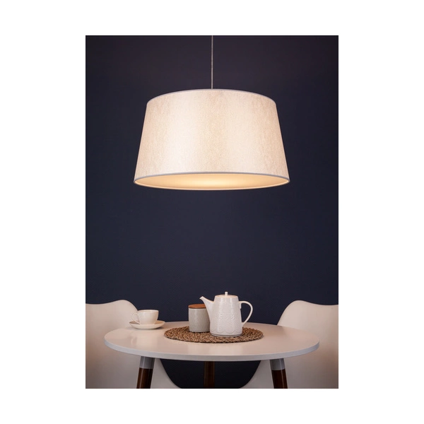 Lampa Wisząca Prata 1xE27 Max.40W Szary Metal/Przezroczysty Kabel PCV/Srebrny Klosz Tkaniny 957280327