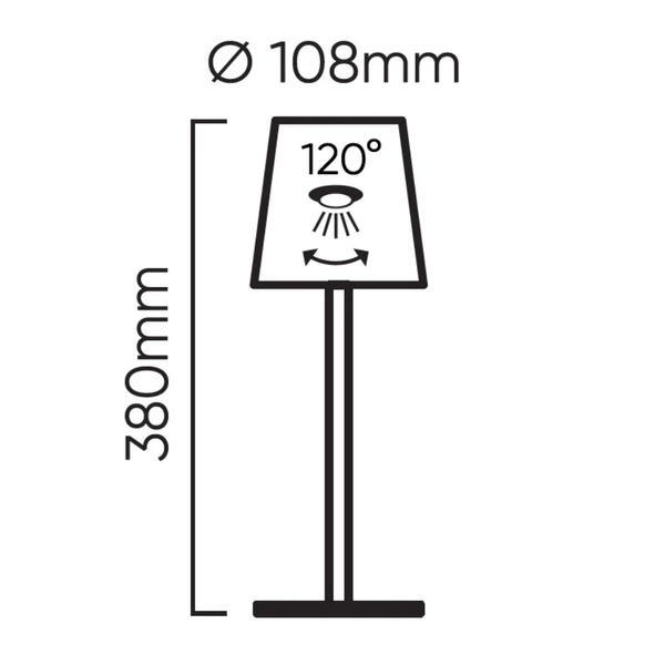 Lampa stołowa akumulatorowa ściemnialna TAZA CCT DIMM 3,5W 400lm IP54 | ŻÓŁTA