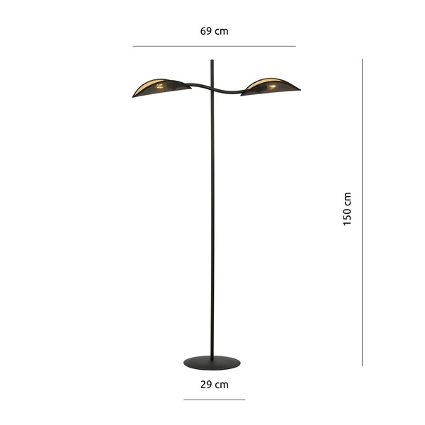 Lampa podłogowa Emibig LOTUS LP2 Czarny/GOLD 1106/LP2
