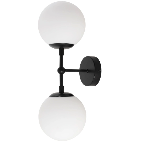 Kinkiet DORADO 2, czarny z białymi kloszami, 2x40W E14