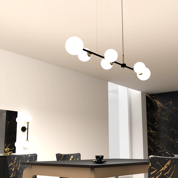 Lampa wisząca POP, MLP7846, czarny/złoty/biały, 6x40W E14