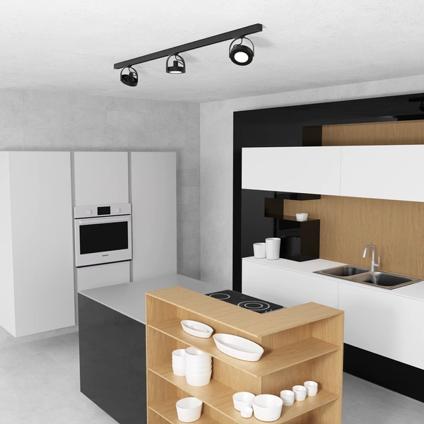 Zestaw Szynoprzewód 3xLugar (AR111-GU10) + Prowadnica 1,5m - Czarny, ML7912