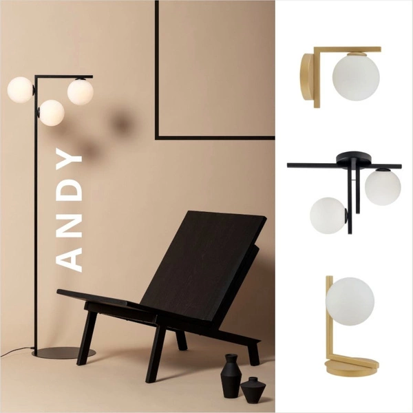 33289 Nowoczesna lampa stojąca biurkowa ANDY czarna OP.OŚW. 1PŁ