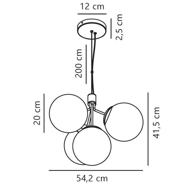 Lampa wisząca IVONA E27 28W Szkło | Mosiądz