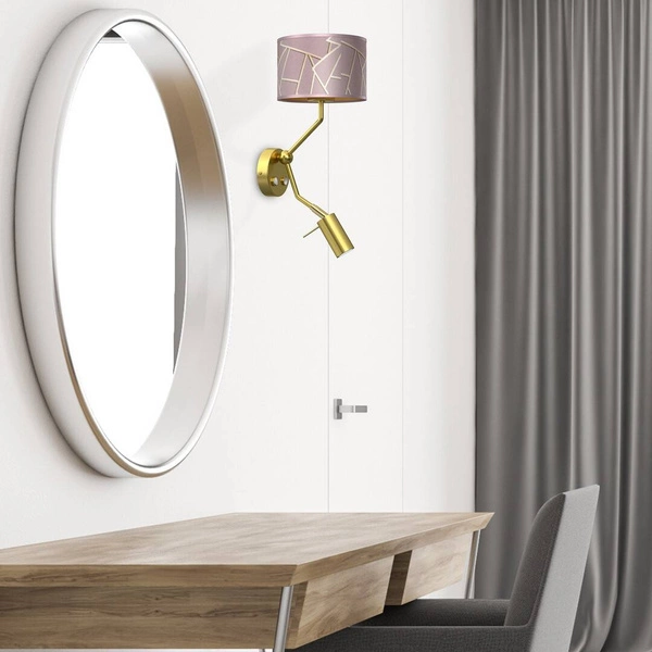 Kinkiet ZIGGY PINK, MLP7584, różowy/złoty, 1x60W E27 + 1x8W mini GU10