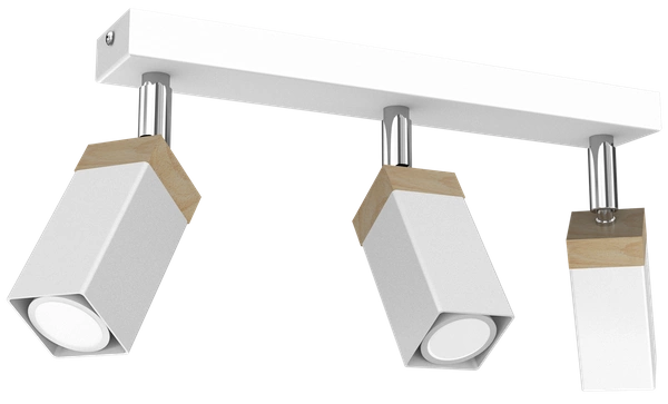 Lampa sufitowa SOLO, MLP7479, przecierany biały/drewno patynowane, 3x5W mini GU10