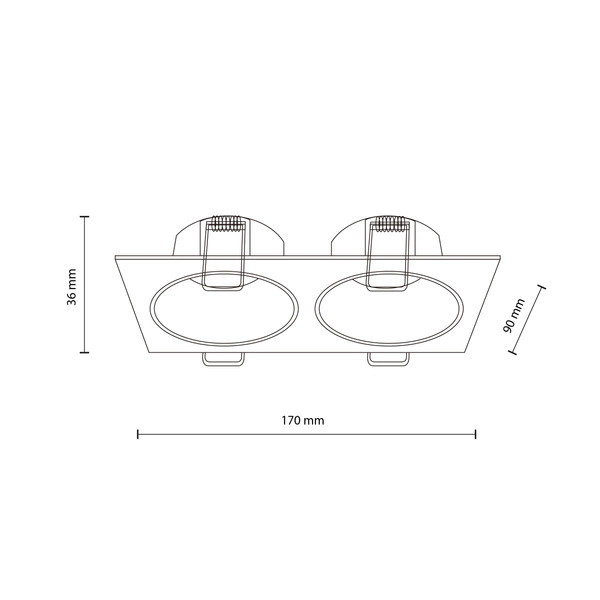 Oprawa wpuszczana podwójna czarna PRISMA DUO BLACK 2 XGU10 10579