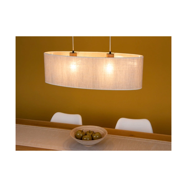 Boho Lampa Wisząca 2xE27 Max.40W Dąb Olejowany/Transparentny PVC/Beżowy 17910274