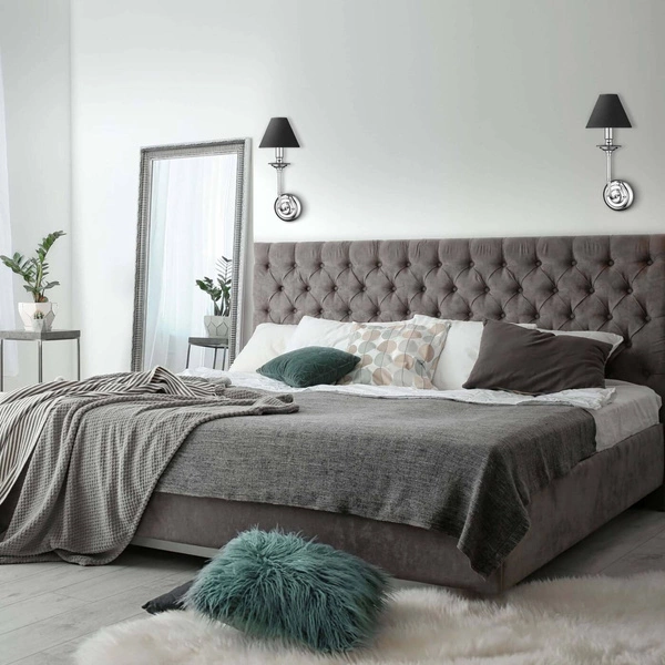 Kinkiet GLAMOUR, chromowy z czarnym abażurem, 1x40W E14