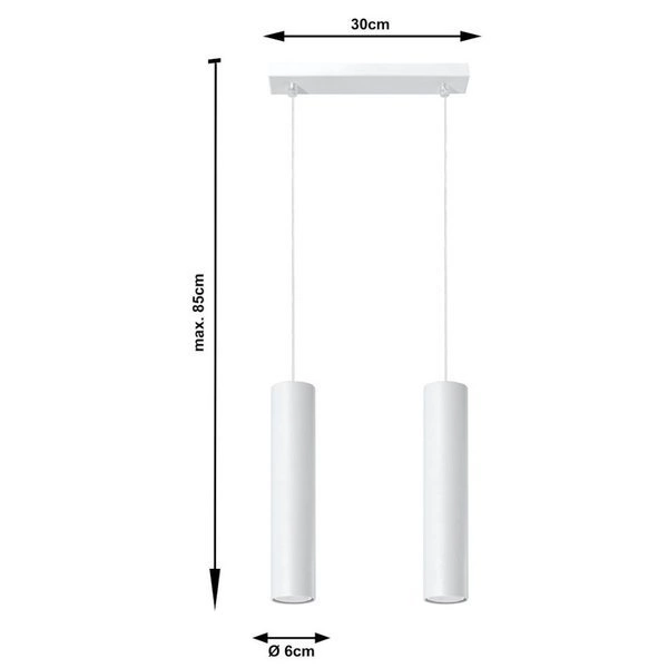 Lampa Wisząca LAGOS 2 Biała stal, GU10, 2 x 40W, SL.0324