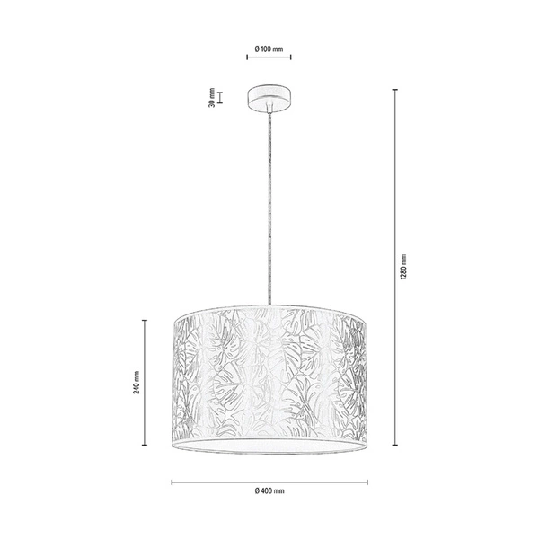 Lampa Wisząca Mateo 1xE27 Max.60W Czarny Metal/Przezroczysty Kabel PCV/Beżowa Tapeta 87811104