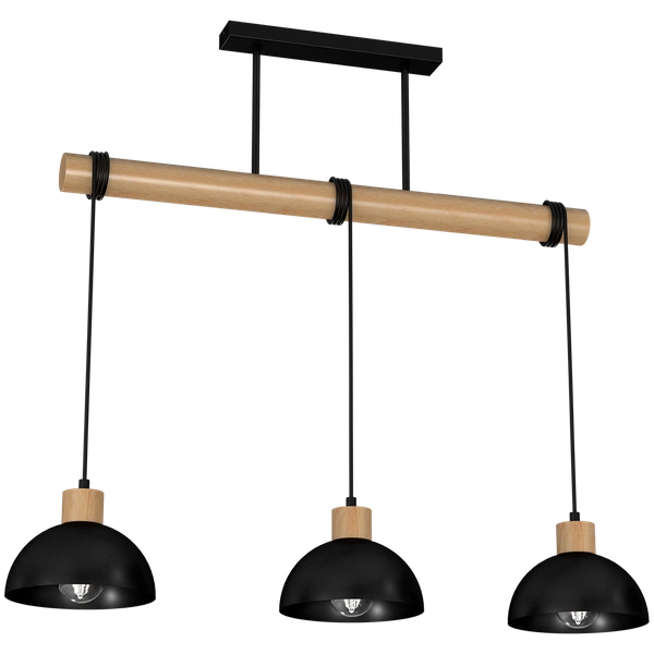 Lampa wisząca ERIK, MLP7226, czarny/drewno, 3x60W E27