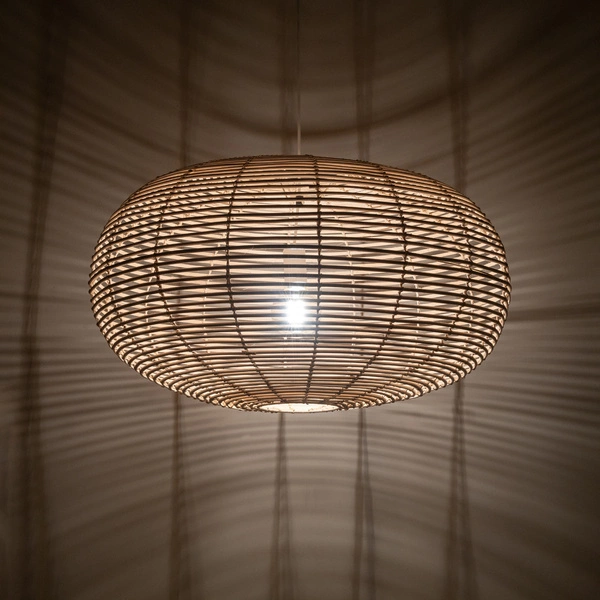 Lampa wisząca RATTAN L śr. 79cm E27 | naturalne drewno/biały 11155