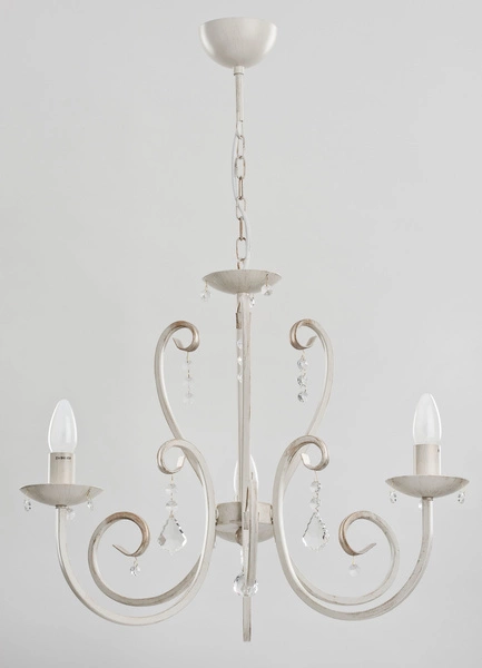 Żyrandol klasyczny świecznikowy WHITE śr. 52cm biały antyczny