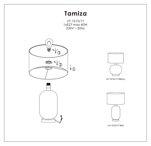Lampa stołowa/biurkowa Tamiza, mała, czarny/złoty, 1x40W E27