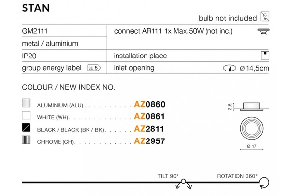 Azzardo STAN BLACK/BLACK 2811