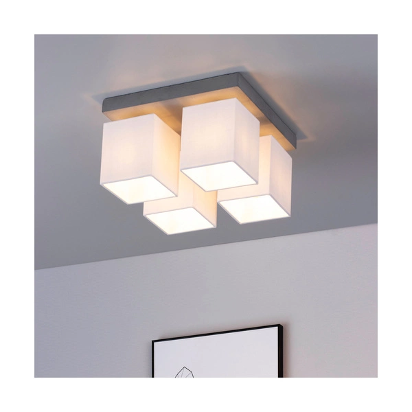 Świetna lampa sufitowa 4xE27 maks. 25W szary beton/biały klosz z tkaniny 2241436