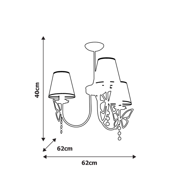 Lampa sufitowa dziecięca żyrandol z abażurami CHARLOTTE różowy śr. 62cm