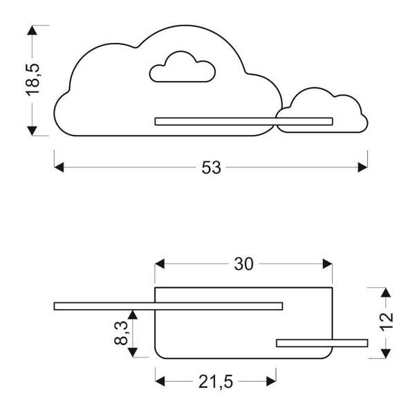 Kinkiet dziecięcy z półką CLOUD 21-33567 niebiesko-biały 5W LED barwa neutralna 4000K