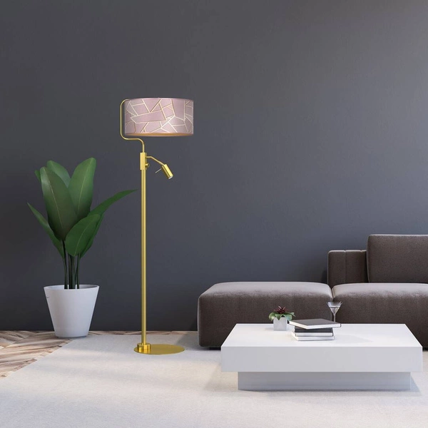 Lampa podłogowa ZIGGY PINK, MLP7593, różowy/złoty, 1x60W E27 + 1x8W mini GU10