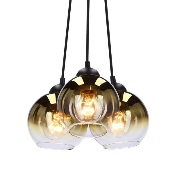 Lampa wisząca NUBIA, 33-16416, czarny/złoty/transparentny, 3x60W E27
