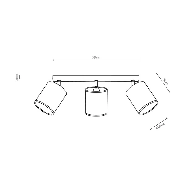 Atike Lampa Sufitowa 3xE27 Max.25W Dąb Olejowany/Chromowany Metal/Czarny Klosz Tkaniny 197546374