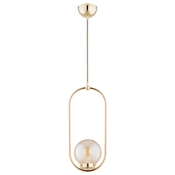 Lampa wisząca ALFA OVAL ZŁOTA & BIAŁA 1xE14 17cm | 61453