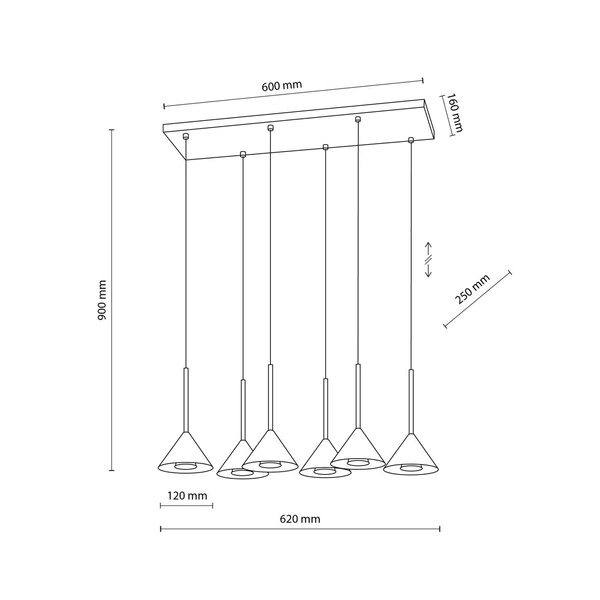 CONO BLACK MINI LAMPA WISZACA 6 10306