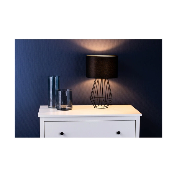 Lampa stołowa Endorfina 1xE27 maks. 60W Czarny metal/czarny kabel PCV/czarny klosz z tkaniny 7324104