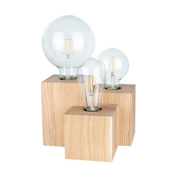 Okrągła lampa stołowa Vincent 3xE27 Max.15W Dąb olejowany/Czarny kabel z tkaniny 2276374