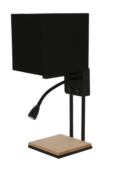 THEO LAMPA KINKIET ZŁOTY 1X40W E14 ABAŻUR CZARNY Z WŁĄCZNIKIEM