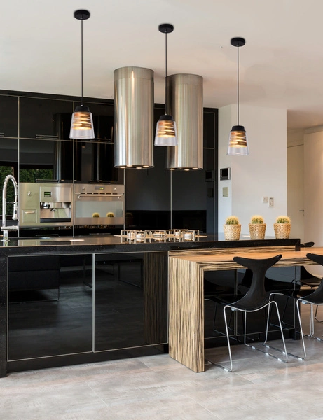 Lampa wisząca FRESNO, 31-78384, czarny/transparentny/złoty, 1x60W E27