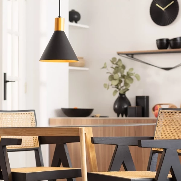 Lampa Wisząca złoto-czarna Abruzzo Salvatore E27