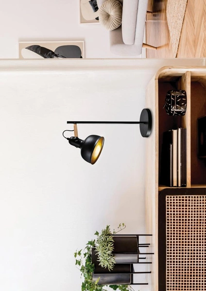 Lampa stołowa RENO, 41-80066, czarny/drewno, 1x40W E27