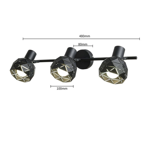 Nowoczesny spot sufitowy czarny REUS 3 pkt.