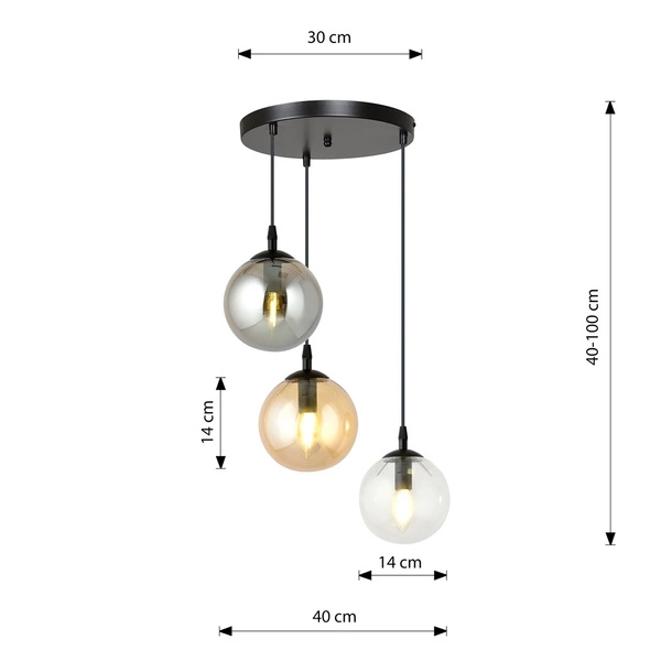 Lampa wisząca Emibig COSMO 3 BL PREMIUM MIX 714/3PREM