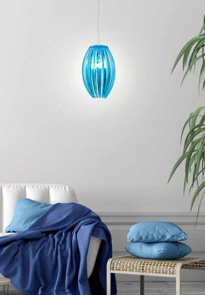 Lampa wisząca ABUKO MAŁA 31-55296 niebieska 1x60W E27