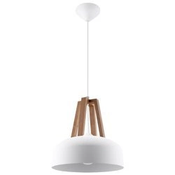 Lampa Wisząca CASCO Stal Biała/Naturalne Drewno, , E27, 60 W, SL.0388
